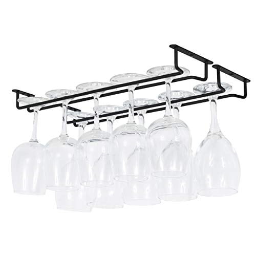 Great Credentials Set of 2-16-Inch Long Chrome Finish Stemware Rack Wire Wine Glass Hanger Rack Wine Glass Hanging Rack Wine Glass Rack chrome Under Cabinet Wire Hanging Rack 